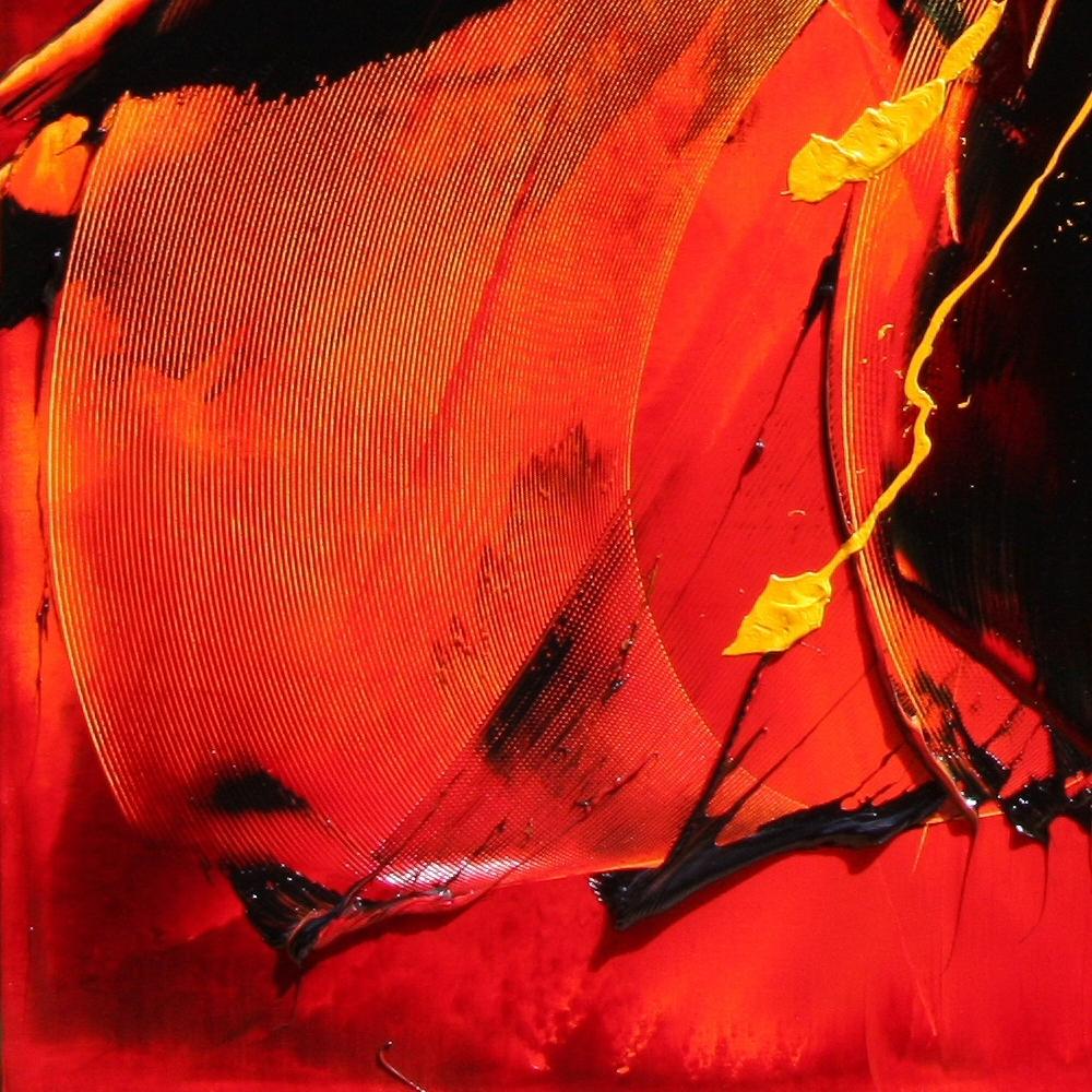 Pittura ad olio astratta dinamica rossa e nera Phoenix Rising di Jean Soyer in vendita 5