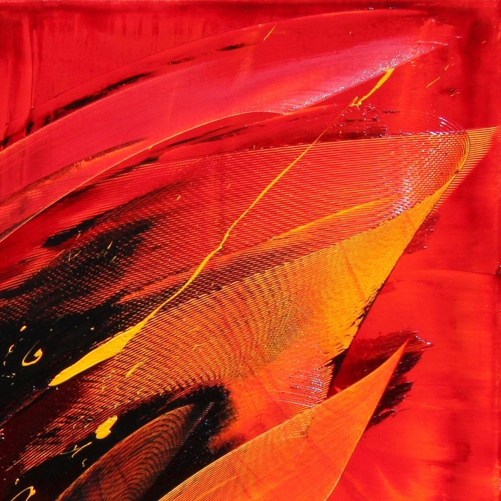 Pittura ad olio astratta dinamica rossa e nera Phoenix Rising di Jean Soyer in vendita 6