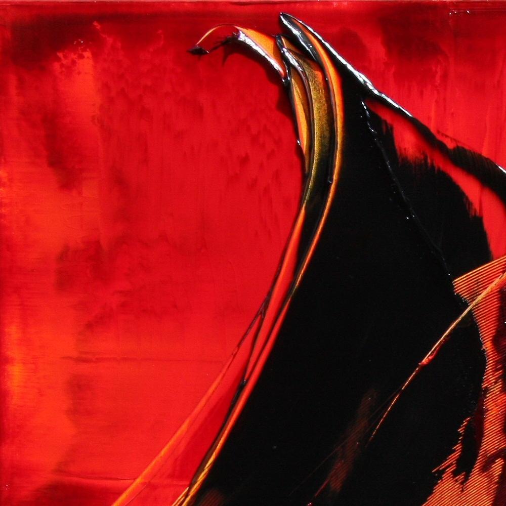 Pittura ad olio astratta dinamica rossa e nera Phoenix Rising di Jean Soyer in vendita 7
