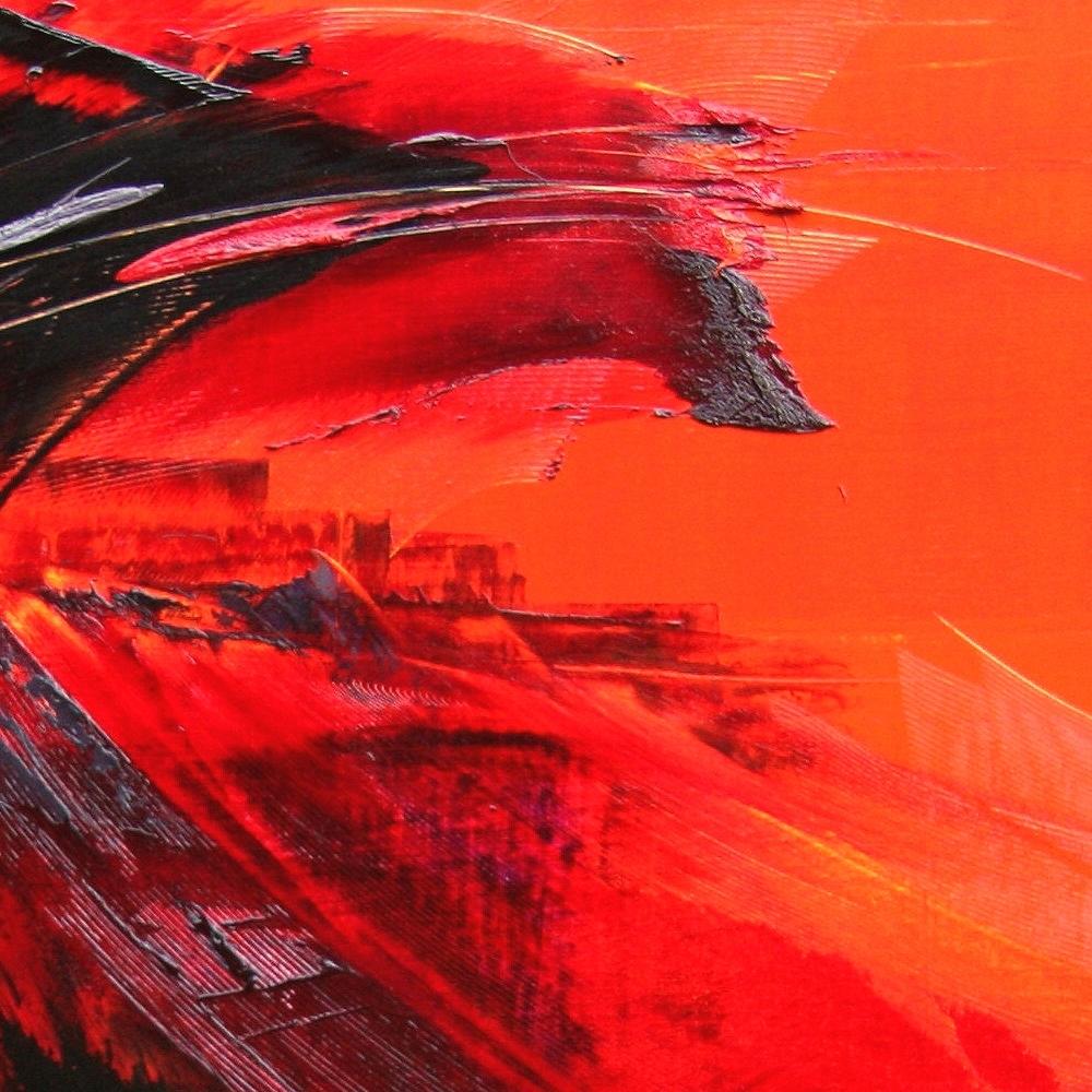 Pittura ad olio espressionista astratta dinamica rossa su nero di Jean Soyer in vendita 9