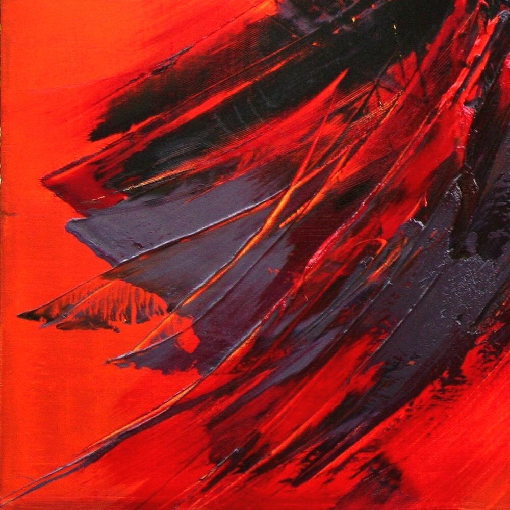 Pittura ad olio espressionista astratta dinamica rossa su nero di Jean Soyer in vendita 5