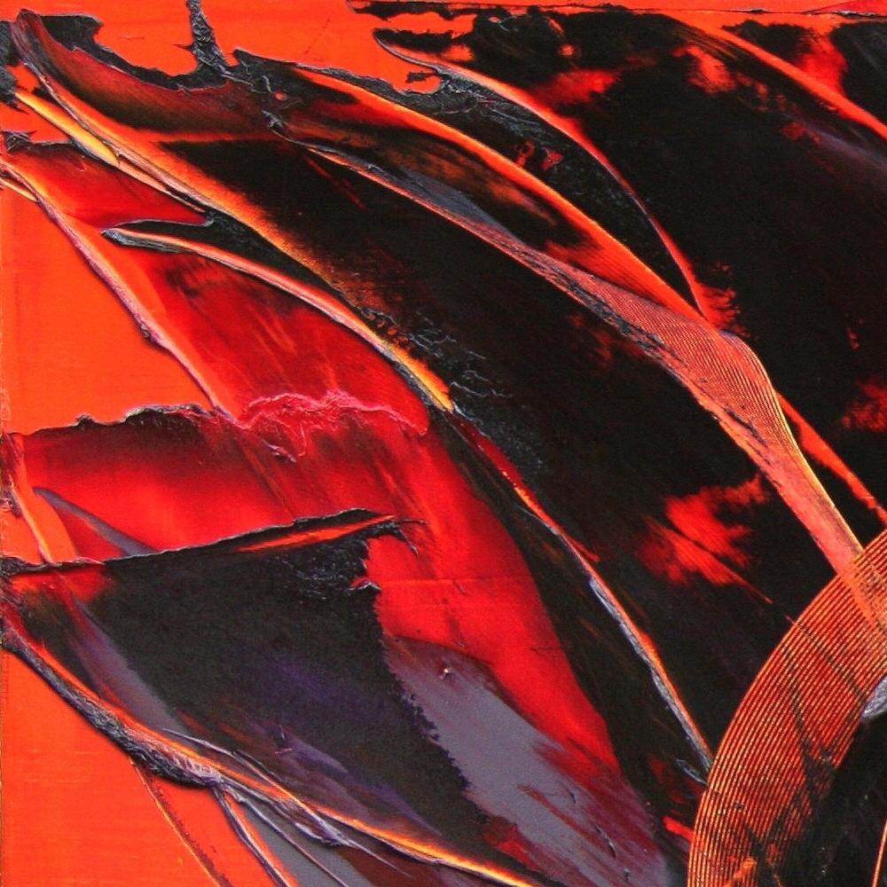 Pittura ad olio espressionista astratta dinamica rossa su nero di Jean Soyer in vendita 7