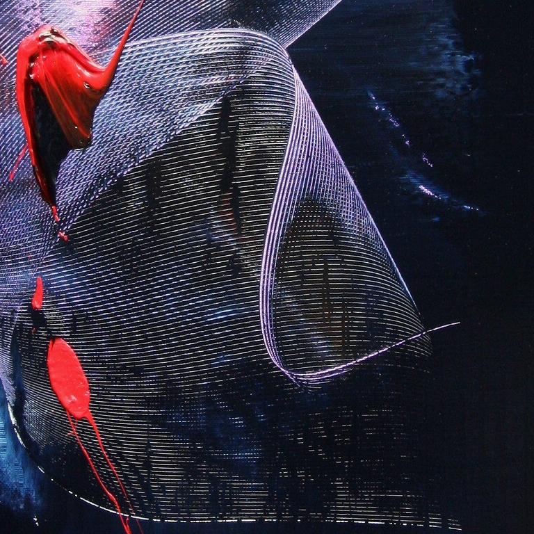 Movimento etereo: Tela astratta moderna con contrasto dinamico in vendita 5