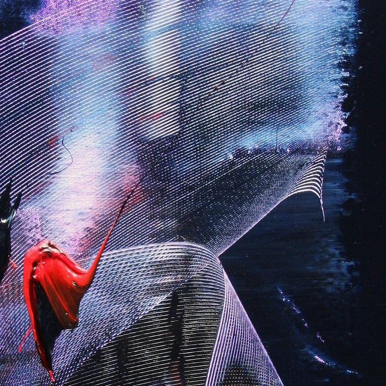Movimento etereo: Tela astratta moderna con contrasto dinamico in vendita 6