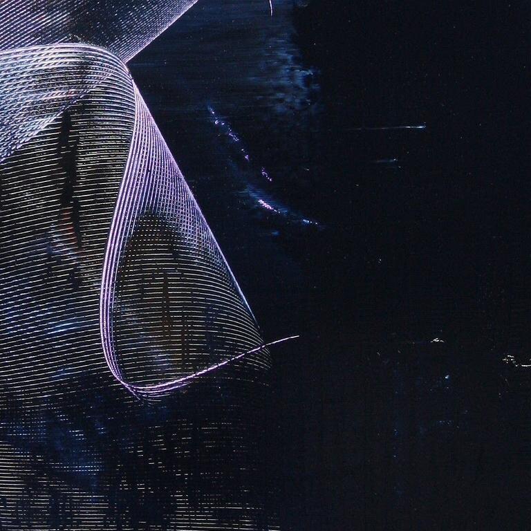 Movimento etereo: Tela astratta moderna con contrasto dinamico in vendita 7