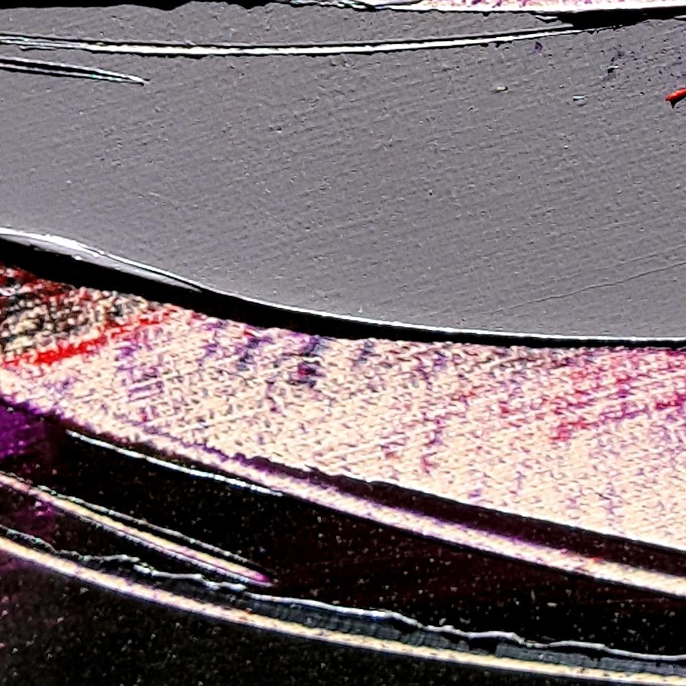 Piccola pittura ad olio di un paesaggio astratto a onde grigie e viola 1