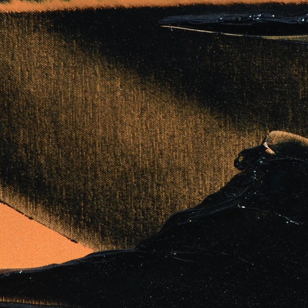 Großes abstraktes Ölgemälde mit dunklen Schleifen auf weißem und orangefarbenem Hintergrund, ohne Titel im Angebot 7