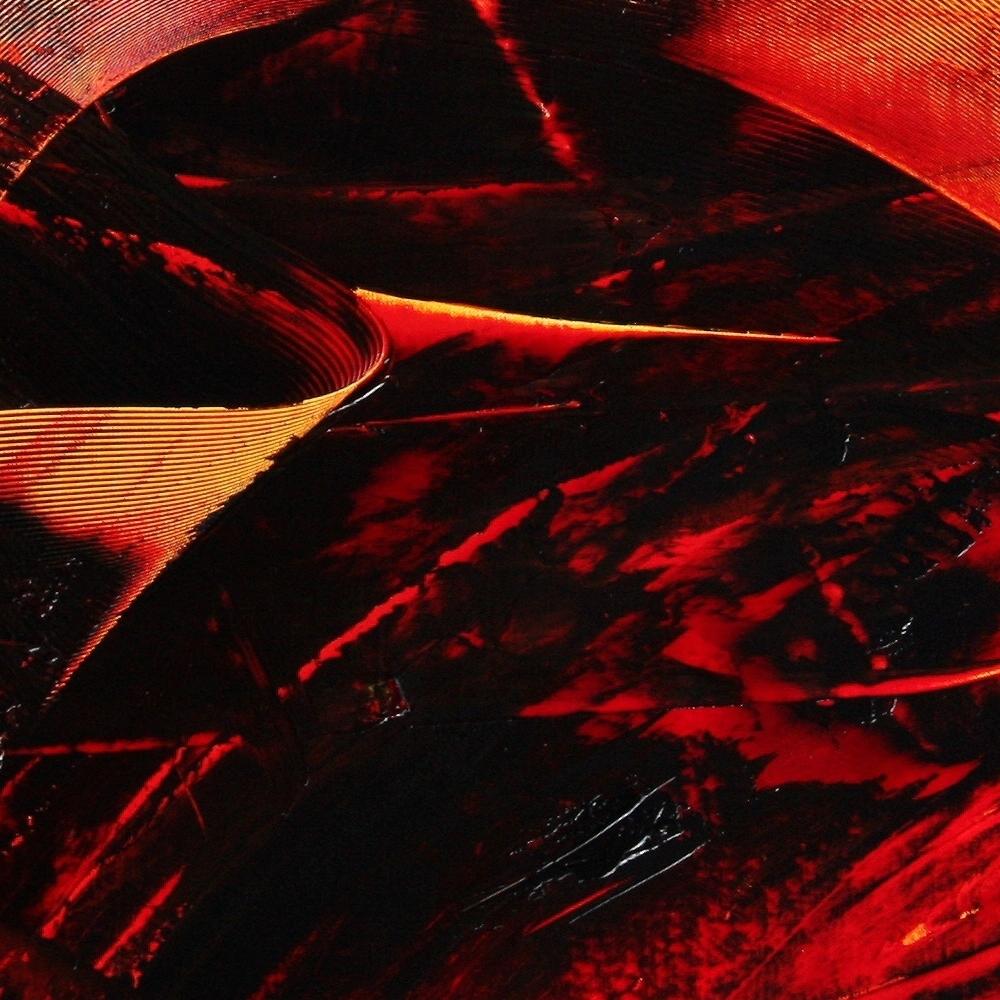 Grande peinture à l'huile abstraite luminescente rouge foncé sur fond blanc en vente 5