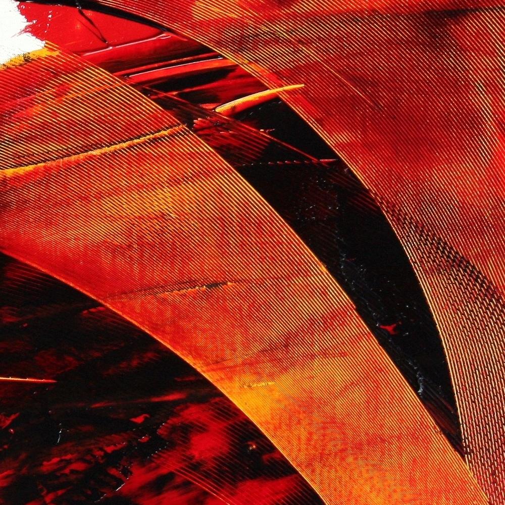 Grande peinture à l'huile abstraite luminescente rouge foncé sur fond blanc en vente 6