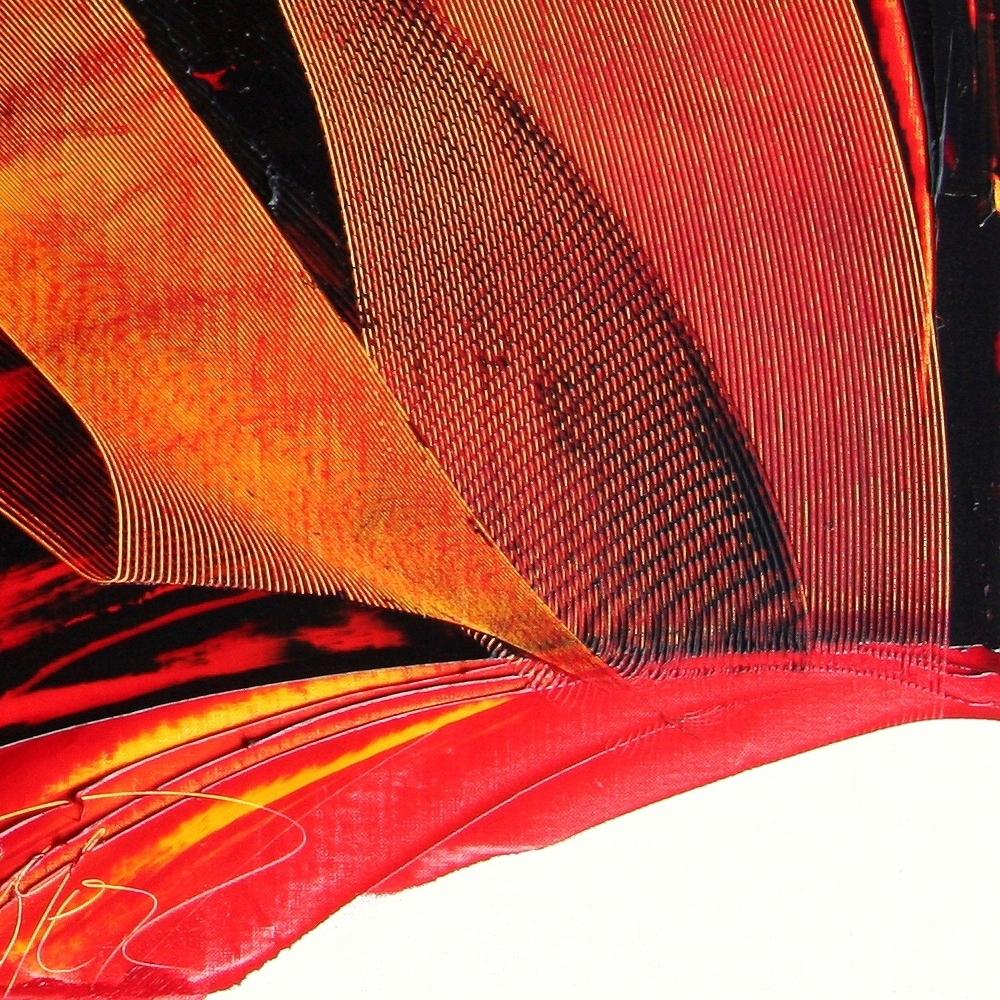 Grande peinture à l'huile abstraite luminescente rouge foncé sur fond blanc en vente 7