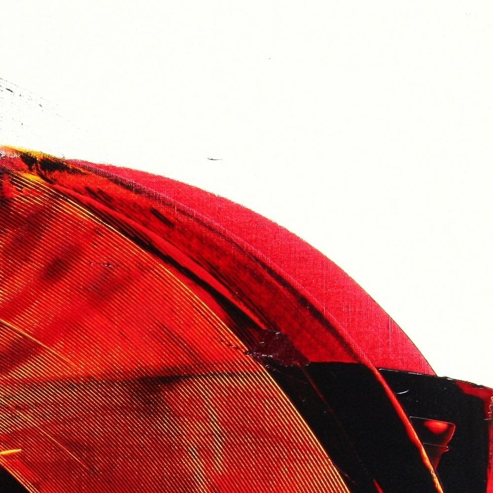 Grande peinture à l'huile abstraite luminescente rouge foncé sur fond blanc en vente 9