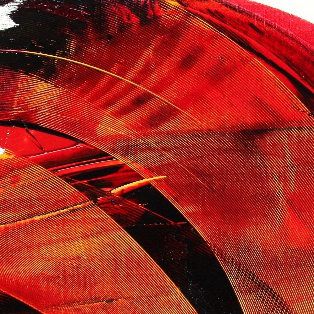 Grande peinture à l'huile abstraite luminescente rouge foncé sur fond blanc en vente 1