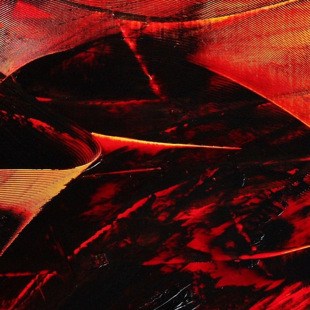 Grande peinture à l'huile abstraite luminescente rouge foncé sur fond blanc en vente 3