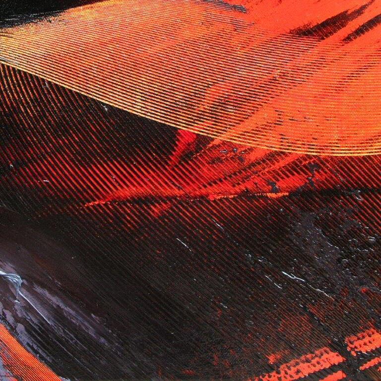 Onde espressioniste astratte moderne in rosso - Arte contemporanea - Painting Astratto di Jean Soyer
