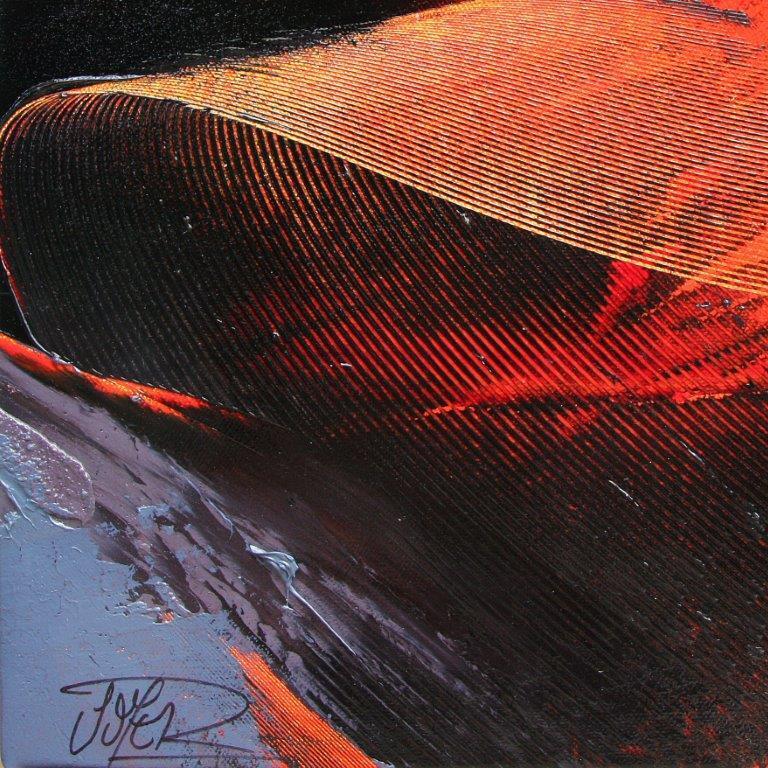 Onde espressioniste astratte moderne in rosso - Arte contemporanea - Abstract Painting Nero di Jean Soyer