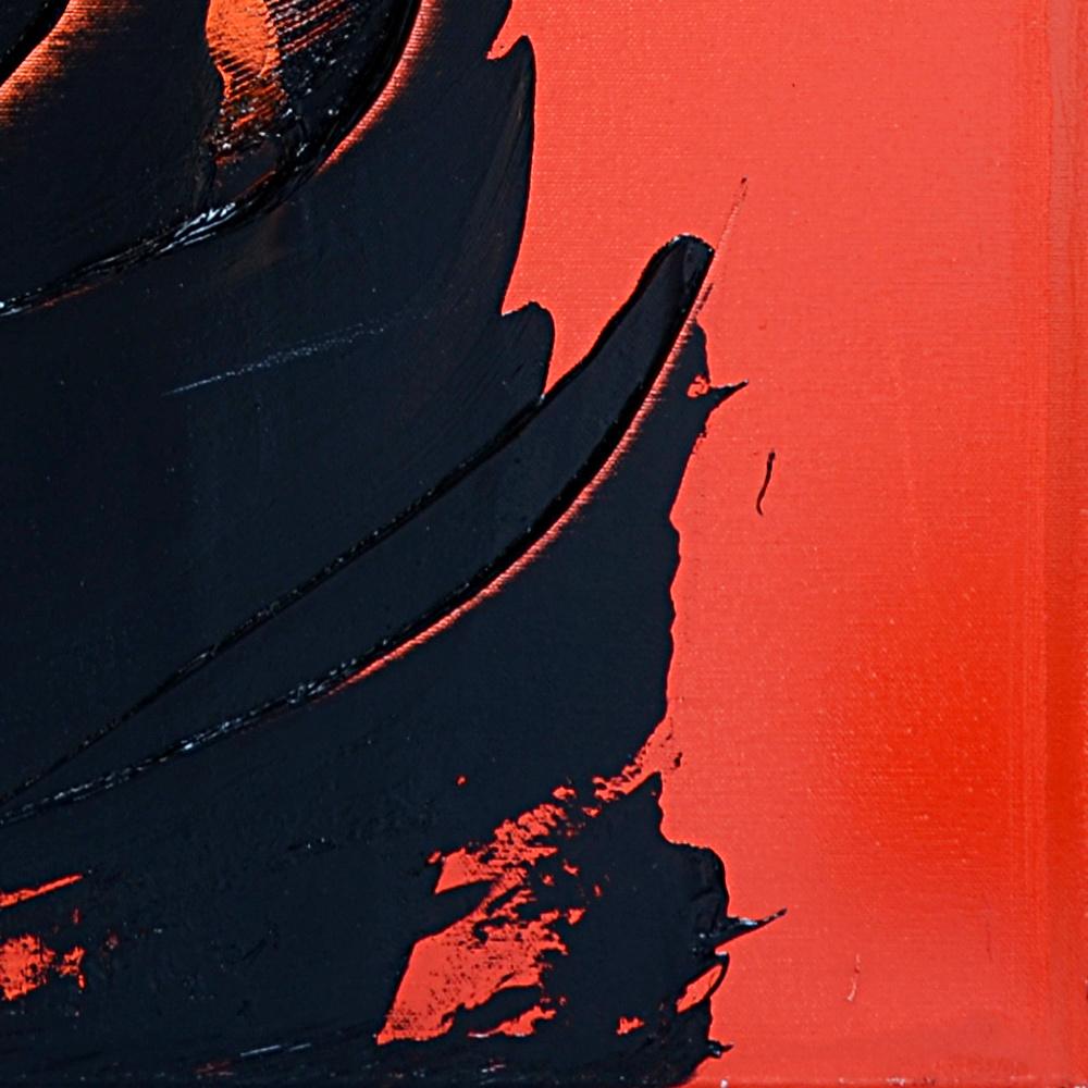Misteriosa Figura de Sombra en Rojo - Pintura al Óleo Contemporánea de Arte Oscuro en venta 6