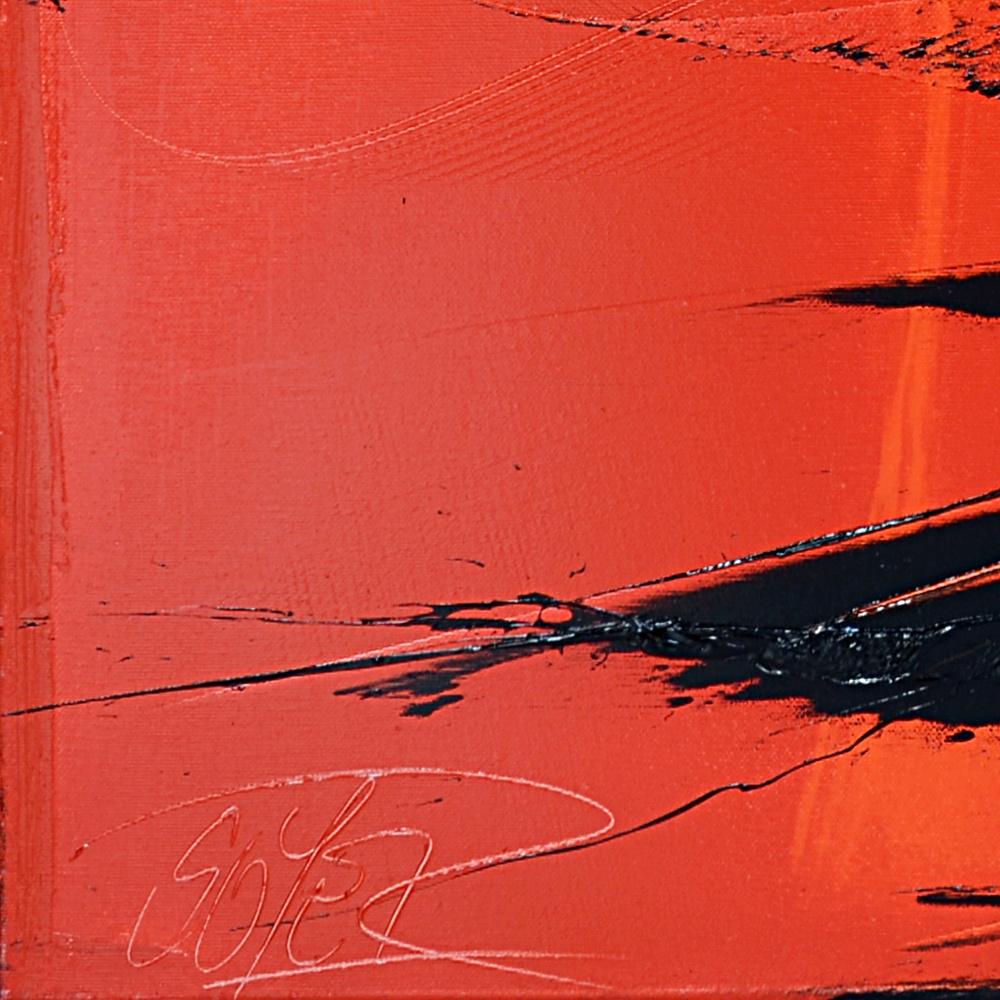 Misteriosa Figura de Sombra en Rojo - Pintura al Óleo Contemporánea de Arte Oscuro en venta 7