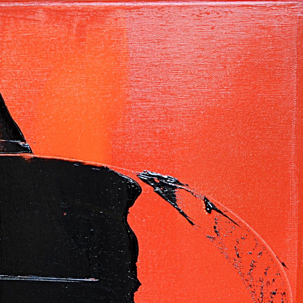 Misteriosa Figura de Sombra en Rojo - Pintura al Óleo Contemporánea de Arte Oscuro en venta 8