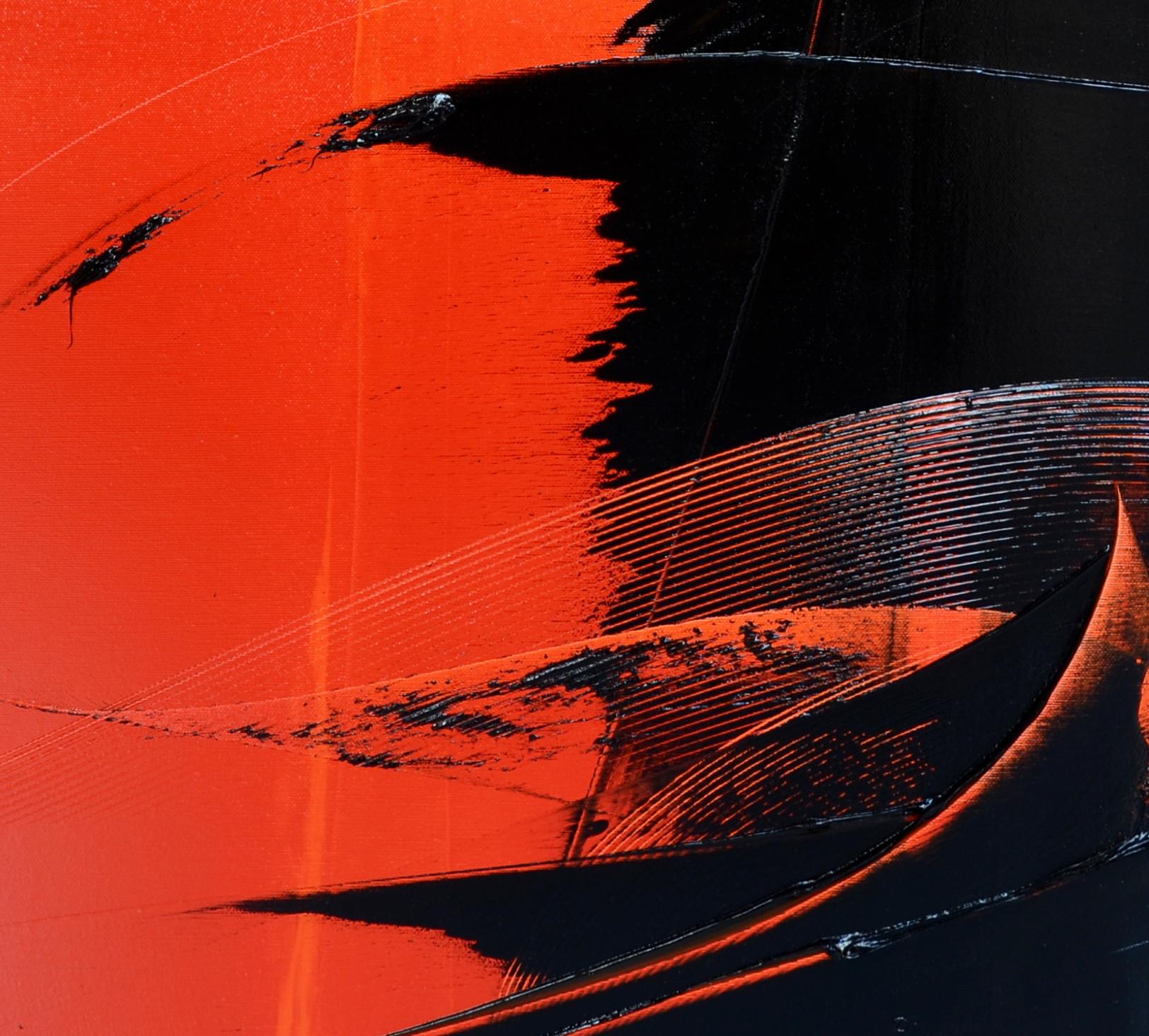 Misteriosa Figura de Sombra en Rojo - Pintura al Óleo Contemporánea de Arte Oscuro en venta 10