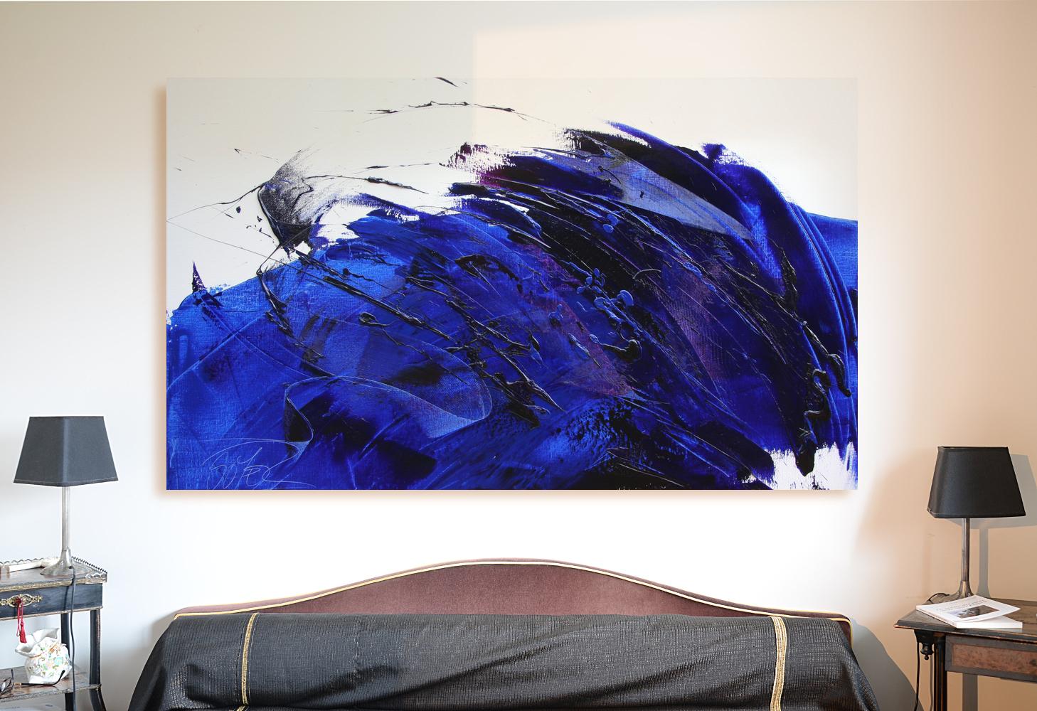 Onda oceanica blu dinamico Pittura ad olio astratta espressionista di Jean Soyer in vendita 8