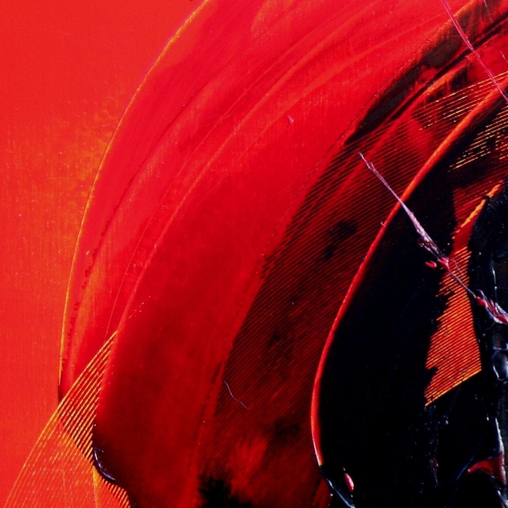 Potente dipinto ad olio astratto dinamico nero su rosso in movimento in vendita 5
