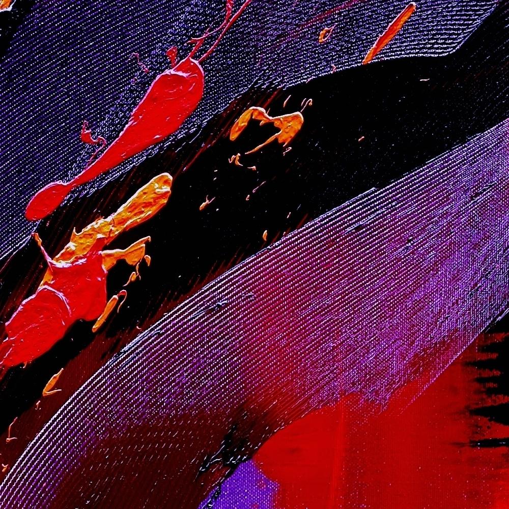 Purple, Red, Orange and Black Gestural Abstract Oil Painting 3