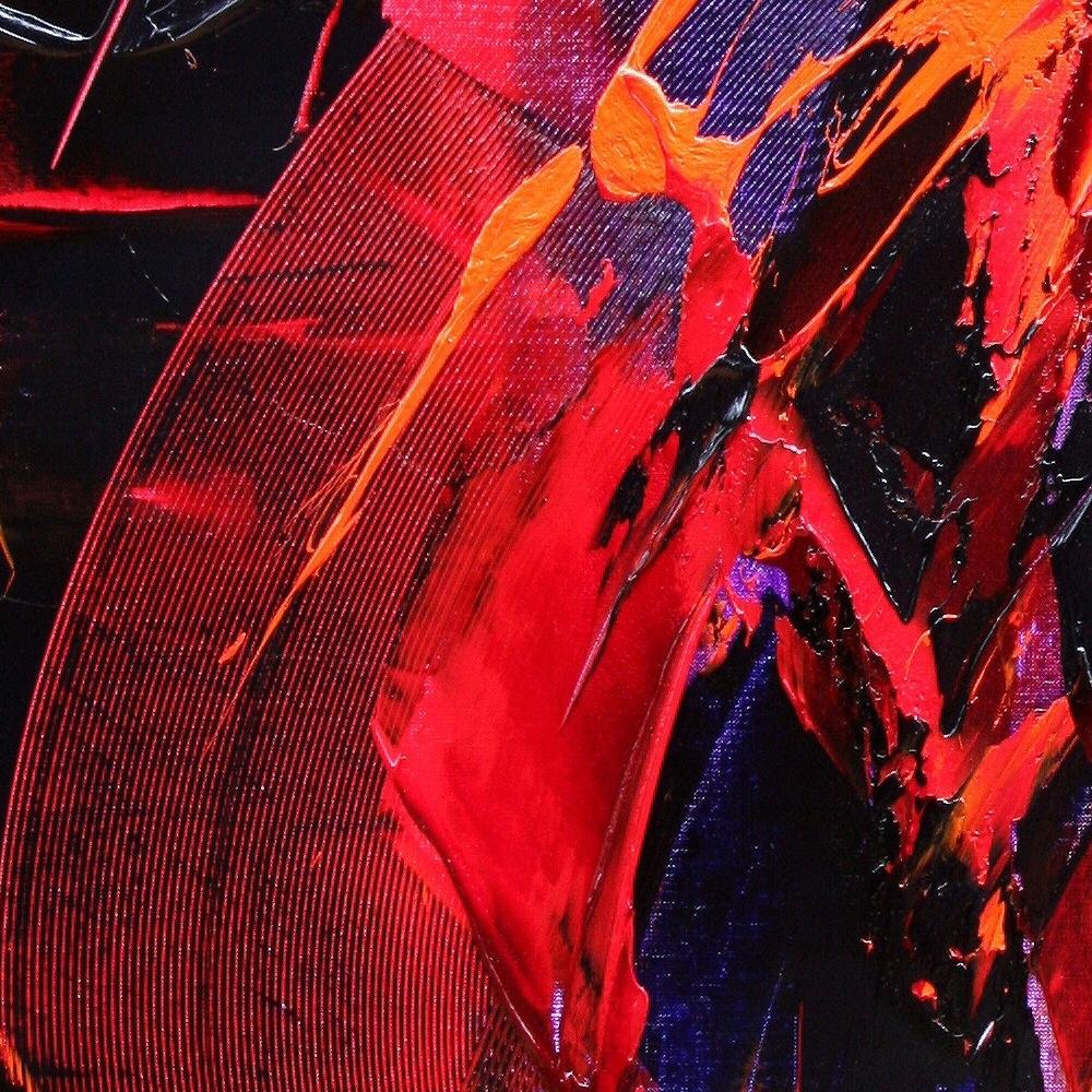 Purple, Red, Orange and Black Vertical Abstract Oil Painting 6