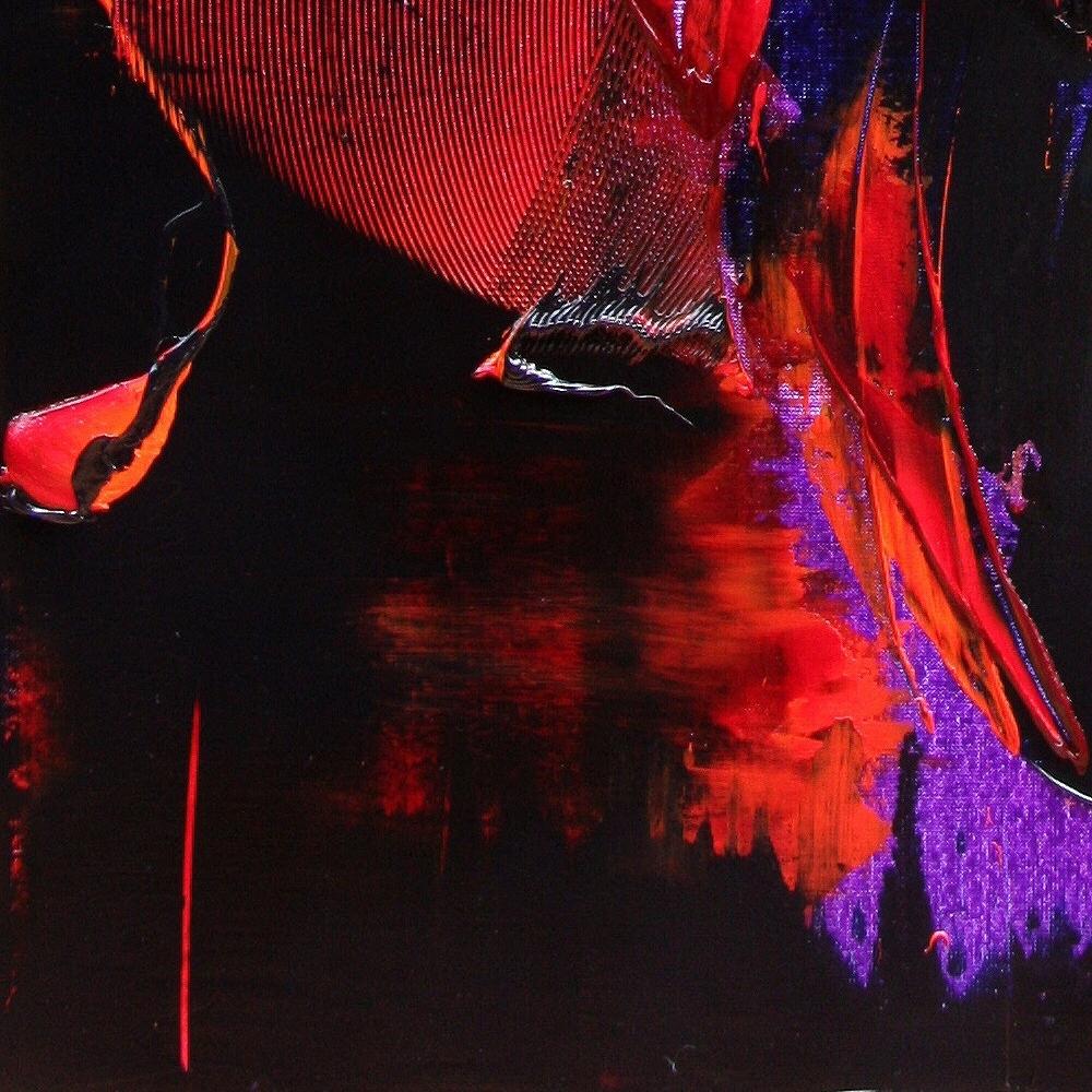 Purple, Red, Orange and Black Vertical Abstract Oil Painting 8