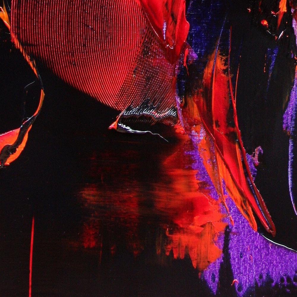 Purple, Red, Orange and Black Vertical Abstract Oil Painting 2