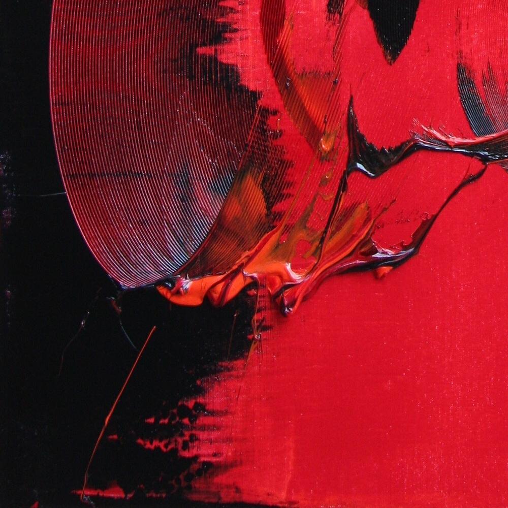 Red and Black Tornado Vertical Abstract Oil Painting 5