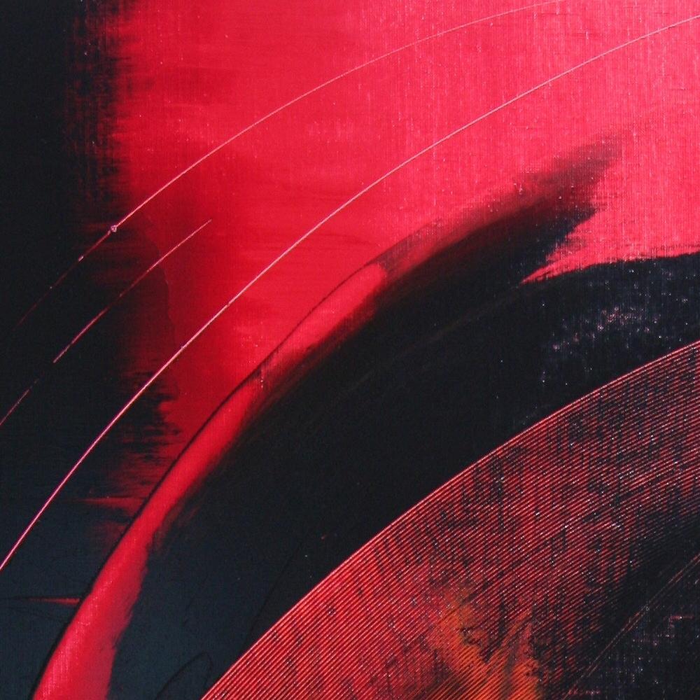 Red and Black Tornado Vertical Abstract Oil Painting For Sale 1