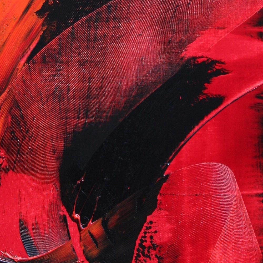 Red and Black Tornado Vertical Abstract Oil Painting For Sale 3