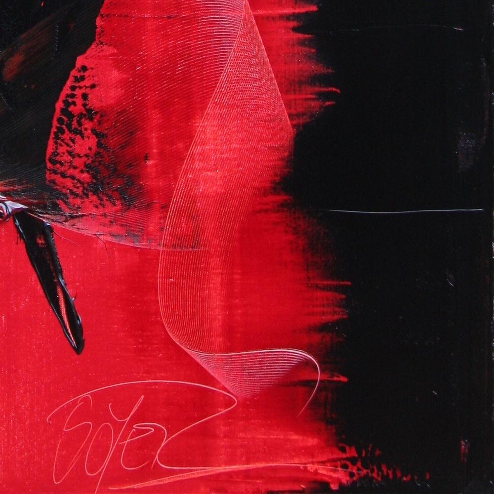 Red and Black Tornado Vertical Abstract Oil Painting For Sale 4