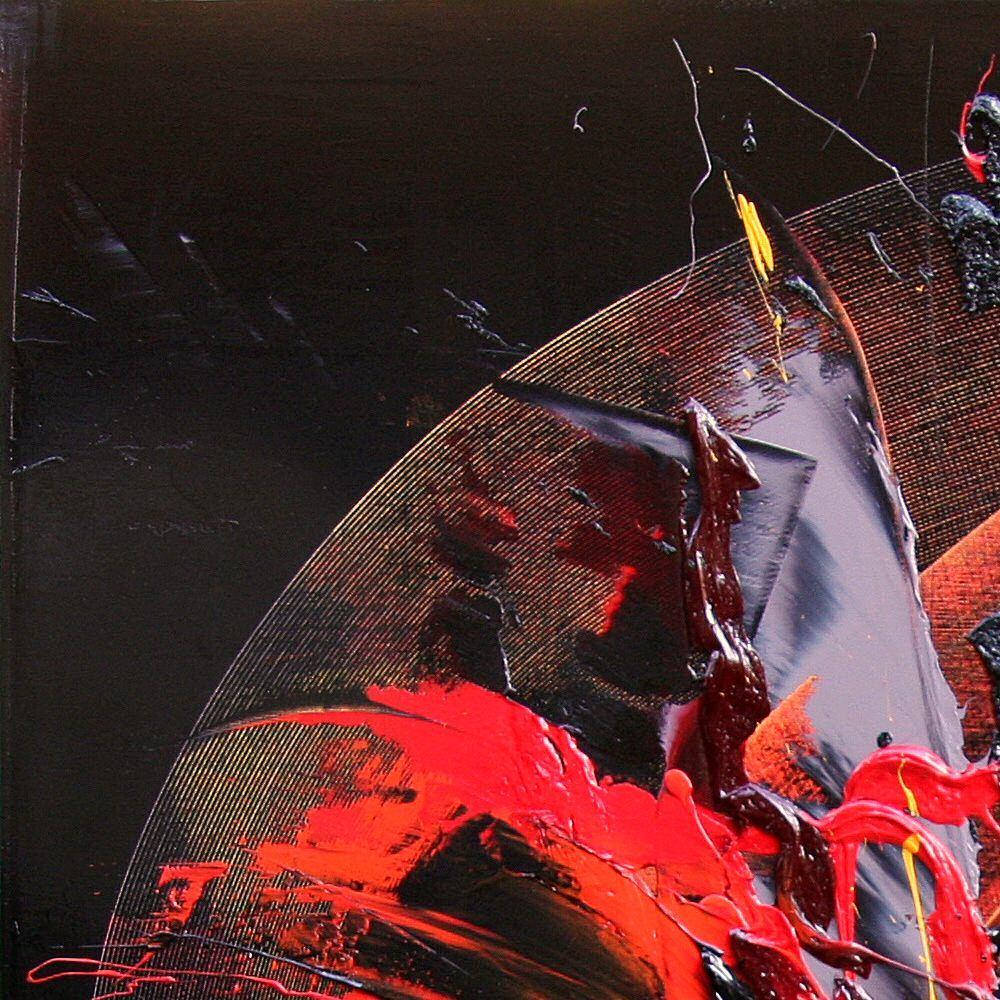 Red and Mauve Fireworks on Dark Background Squared Abstract Oil Painting 7