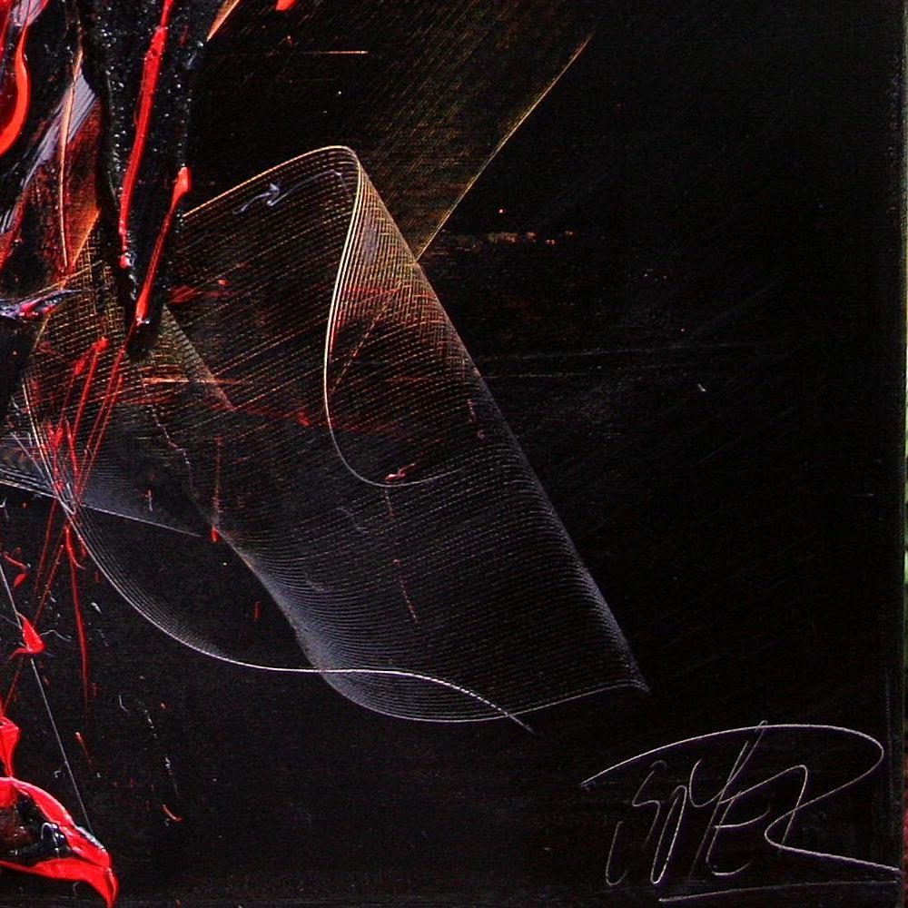 Red and Mauve Fireworks on Dark Background Squared Abstract Oil Painting 8