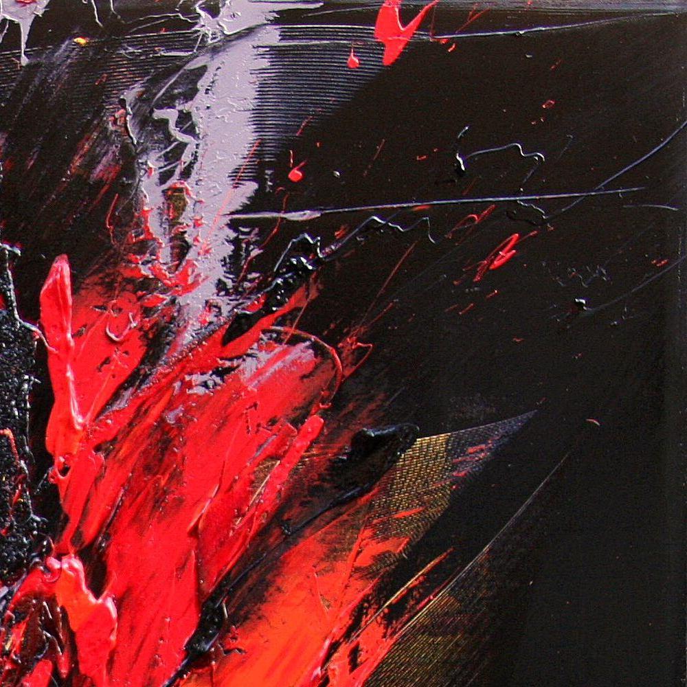 Red and Mauve Fireworks on Dark Background Squared Abstract Oil Painting 10