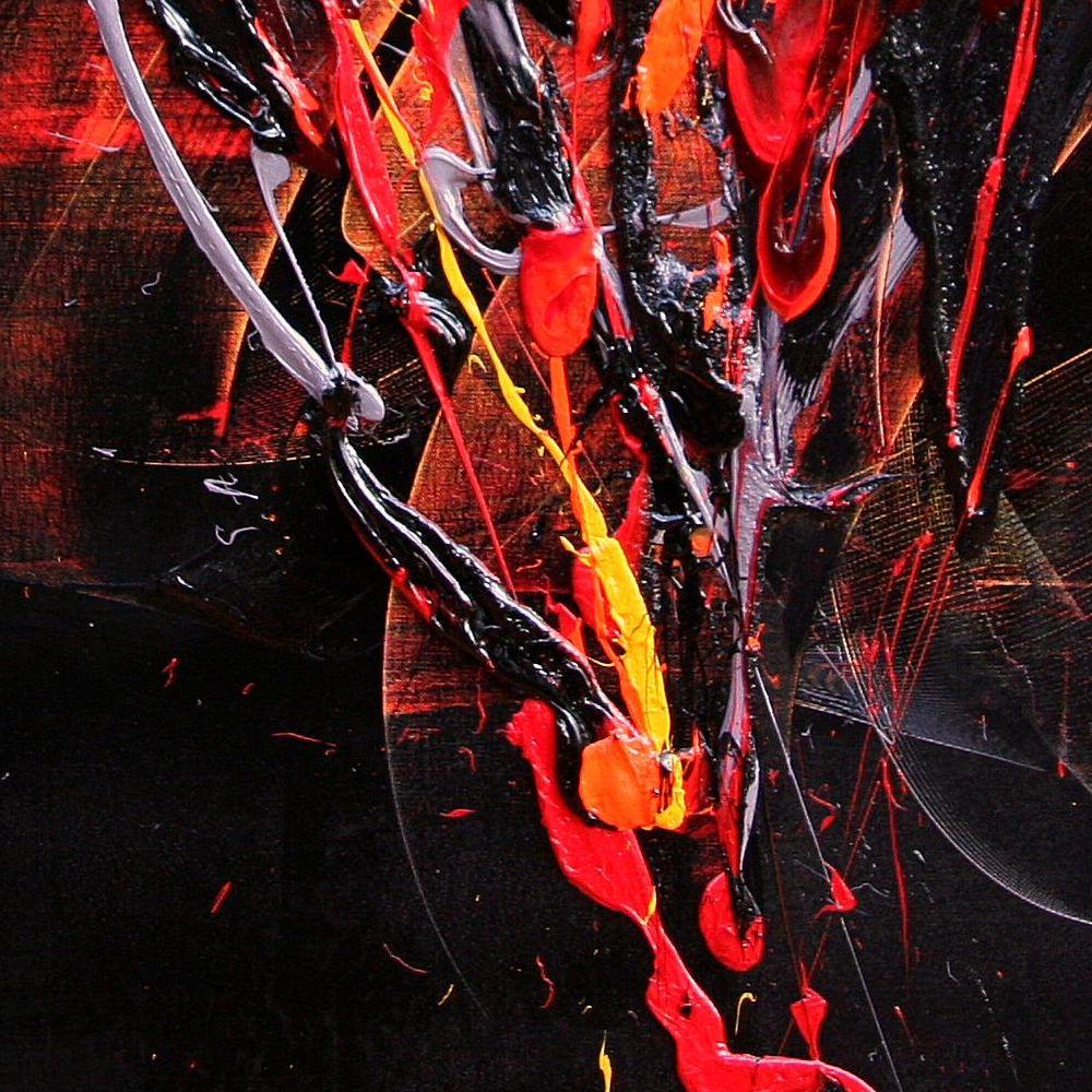 Red and Mauve Fireworks on Dark Background Squared Abstract Oil Painting 1