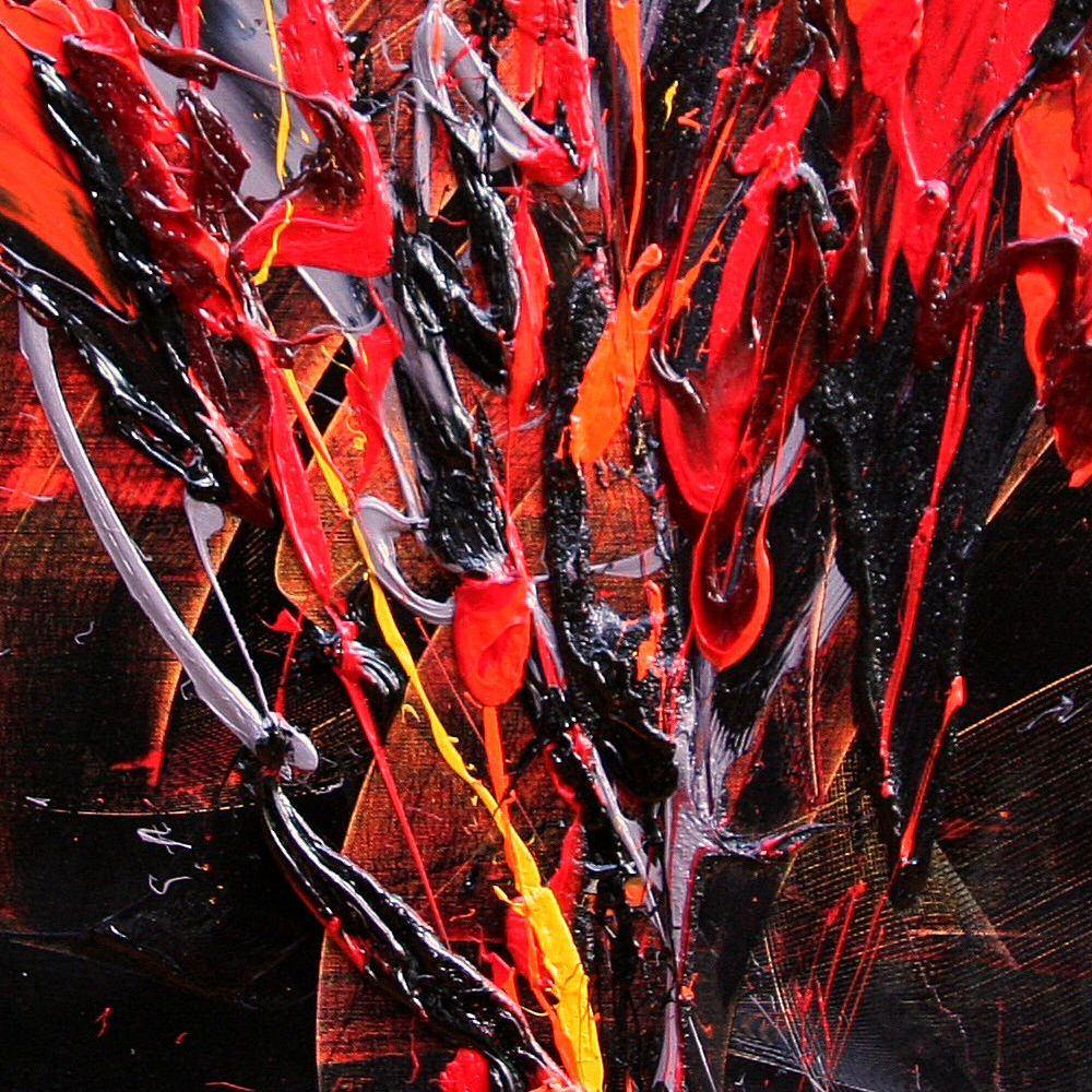Red and Mauve Fireworks on Dark Background Squared Abstract Oil Painting 3
