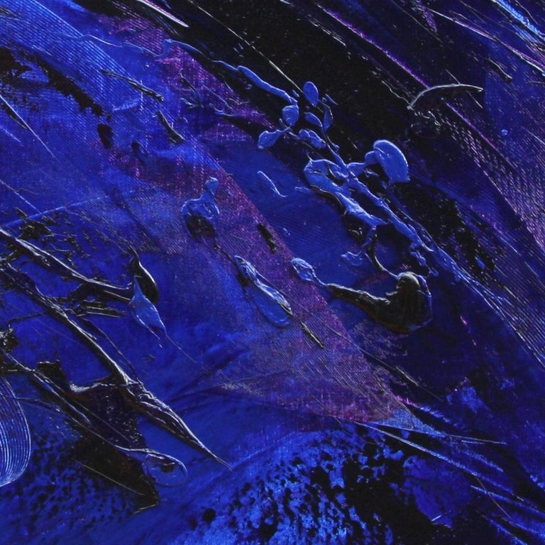 Jean Soyer - Rising Dark Blue and Purple Abstract Oil ...