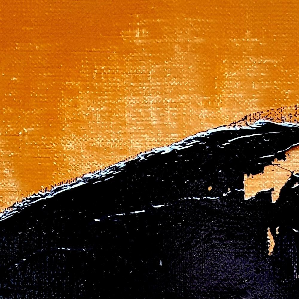 Petite vague noire sur fond ocre - Peinture à l'huile - Paysage abstrait en vente 5