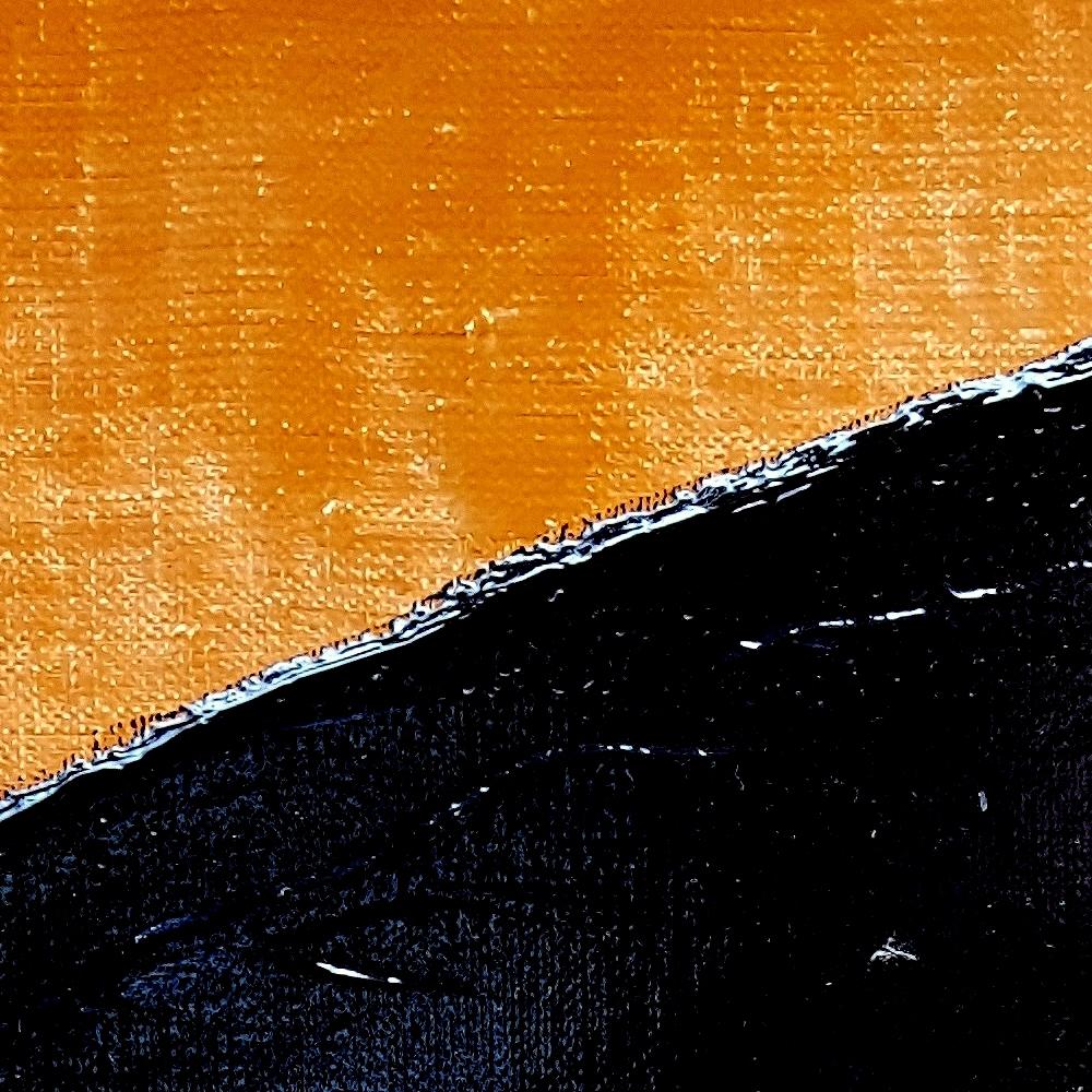 Small Black Wave on Ochre Background Abstract Landscape Oil Painting For Sale 5