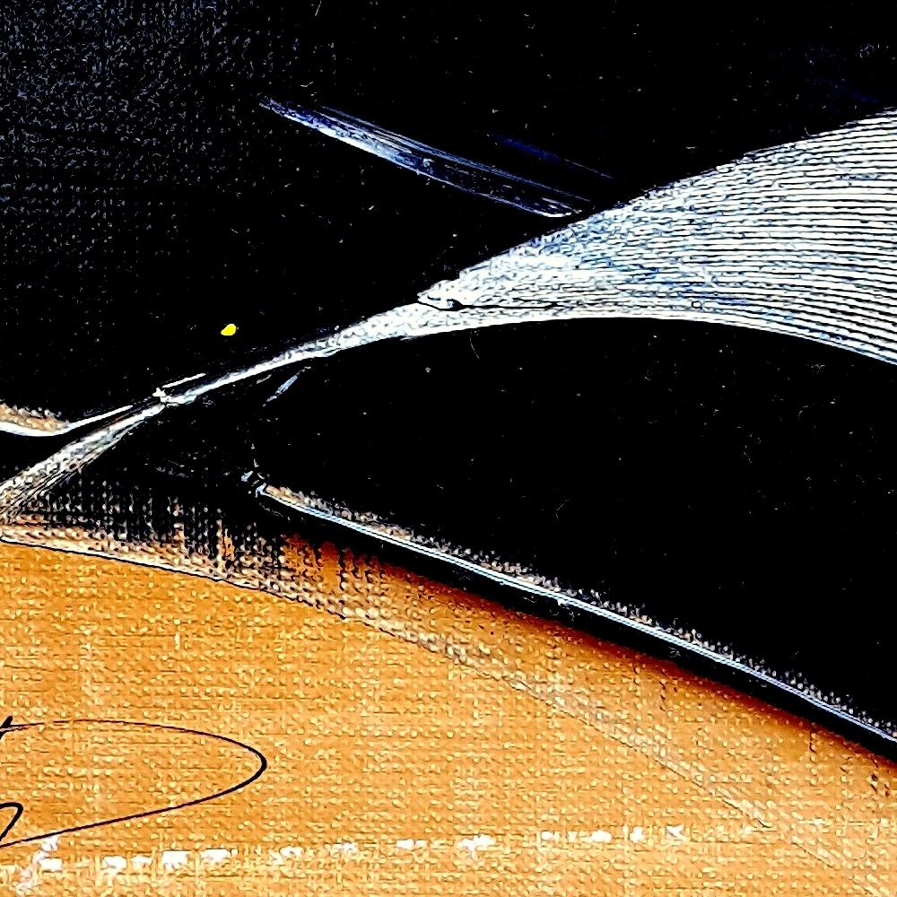 Petite vague noire sur fond ocre - Peinture à l'huile - Paysage abstrait - Abstrait Painting par Jean Soyer