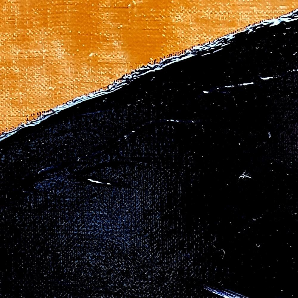 Petite vague noire sur fond ocre - Peinture à l'huile - Paysage abstrait - Orange Abstract Painting par Jean Soyer