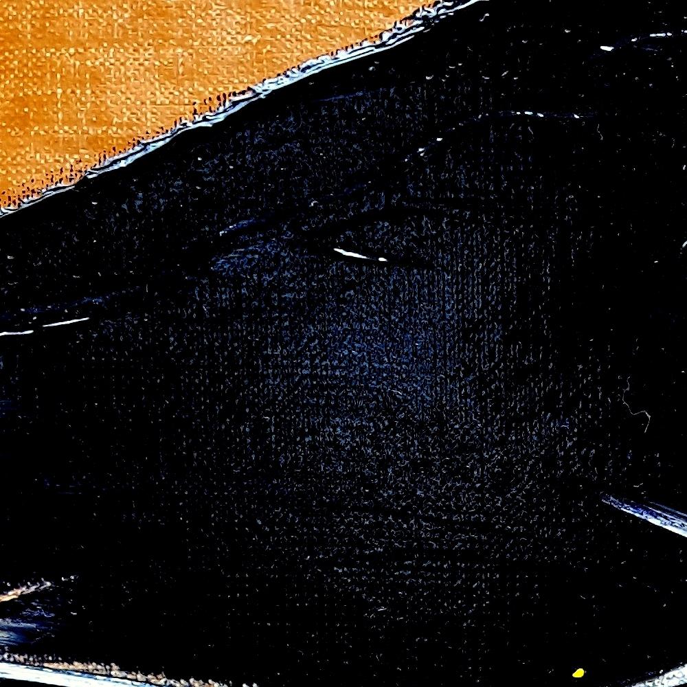 Piccola onda nera su sfondo ocra Pittura ad olio astratta di paesaggio 1