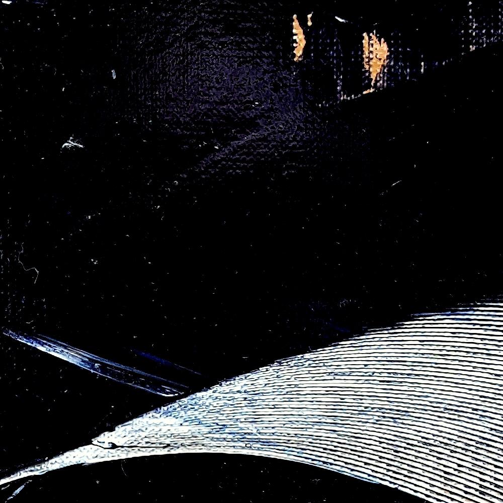 Petite vague noire sur fond ocre - Peinture à l'huile - Paysage abstrait en vente 4
