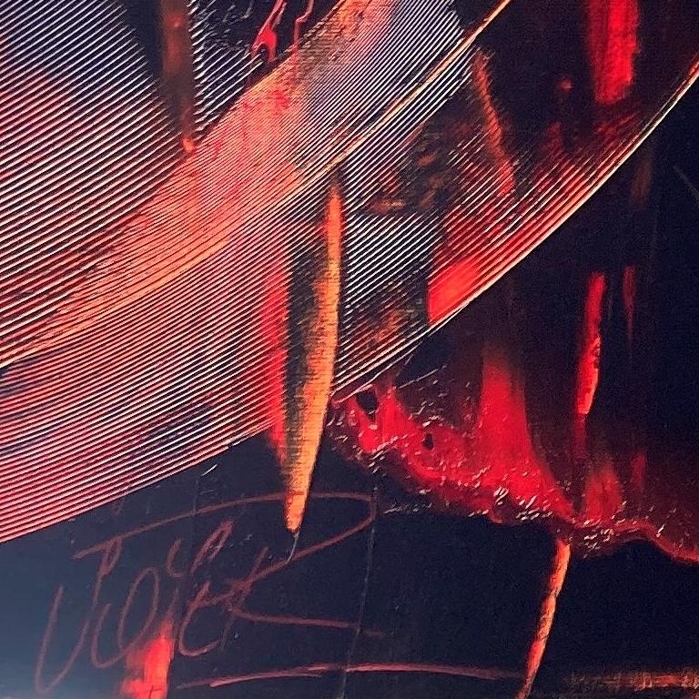 Passione vulcanica: Pittura ad olio astratta rossa e nera di Jean Soyer in vendita 10