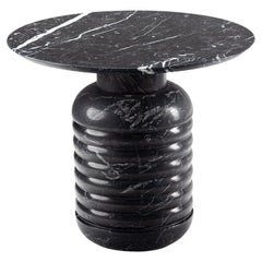 Jean Tall Side Table with Black Marble Base and Black Marble Top