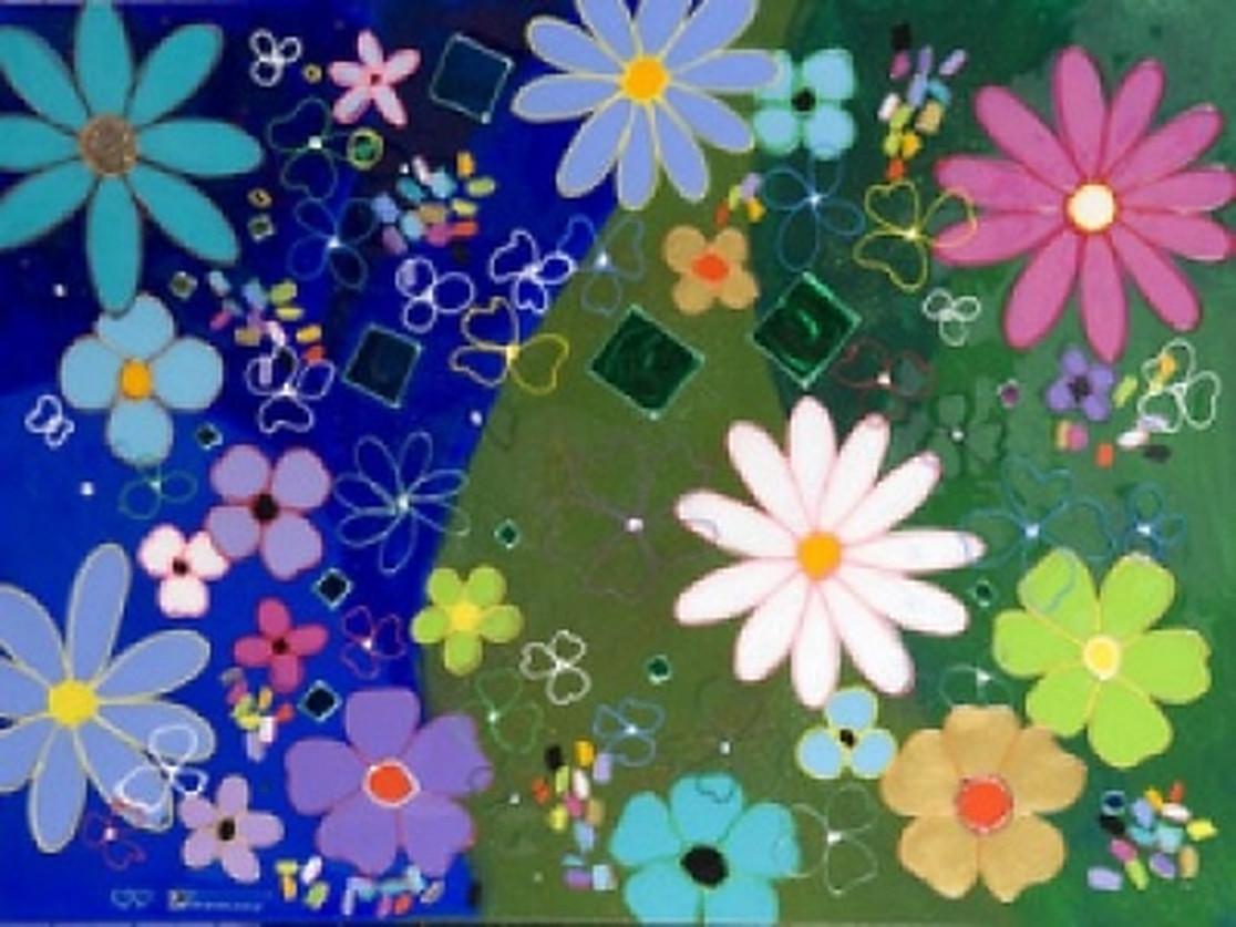 Jean Tannous Landscape Painting -  Bebe Fleurs 