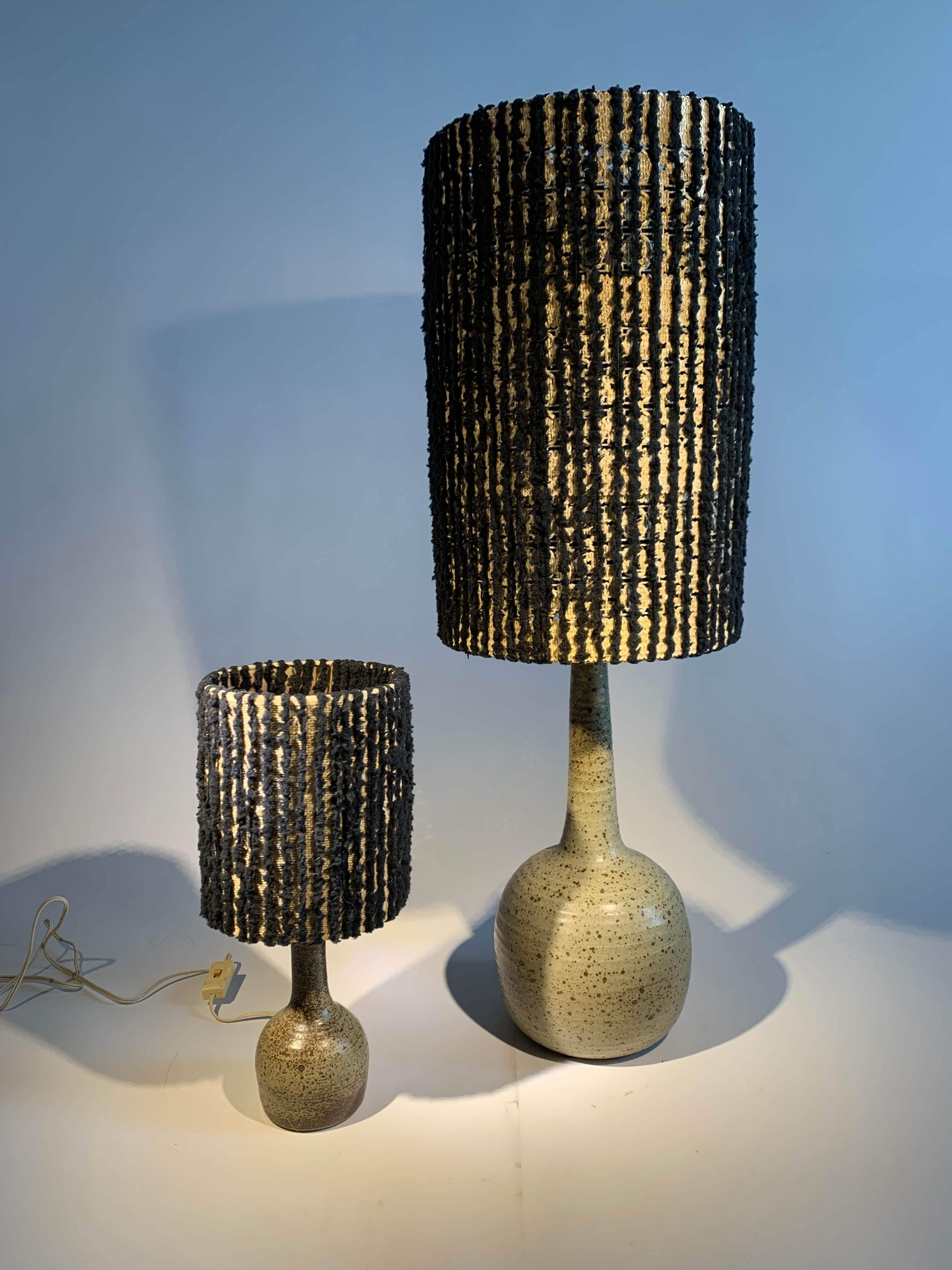 Mid-Century Modern Jean TESSIER ensemble de 2 lampes en grès français en vente