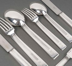 JEAN TÉTARD – 132-PIECE STERLING SILVER FLATWARE SET, vTROCADÉROb PATTERN, ART